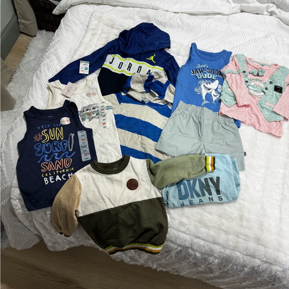 Jordan Boys Blue Navy & White Striped Hooded Tank Top